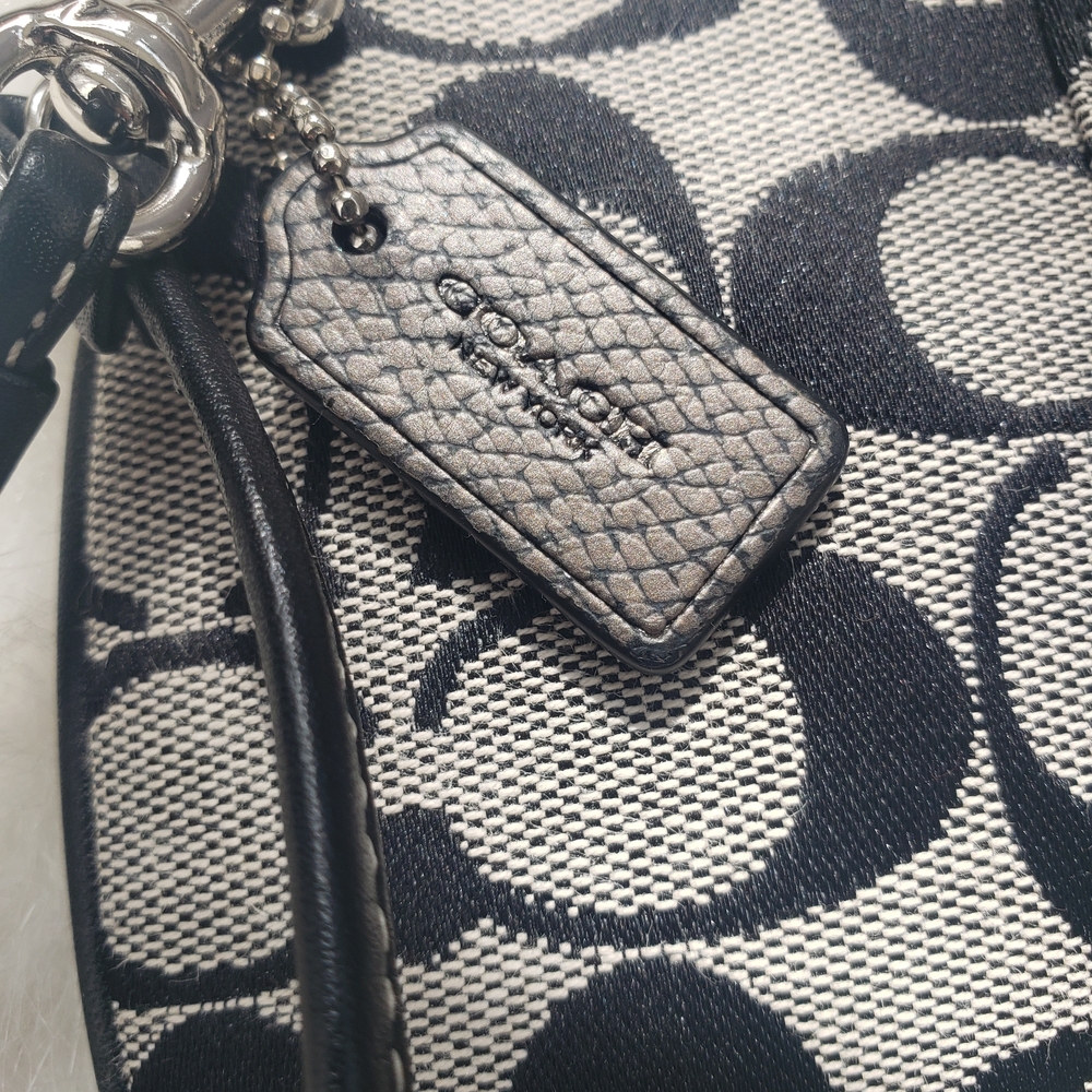 Coach Black and Silver Signature Canvas Wristlet - Picture 2 of 8